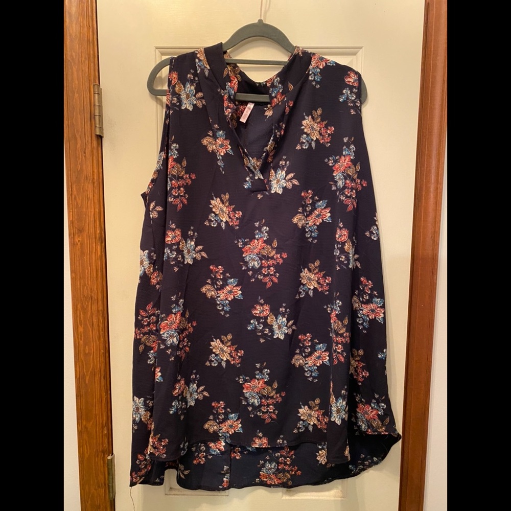Navy Floral Tank Top